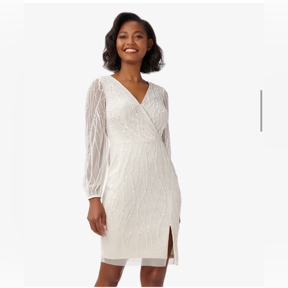 Adrianna Pappel Hand-Beaded Midi-Length Sheath Cocktail Dress